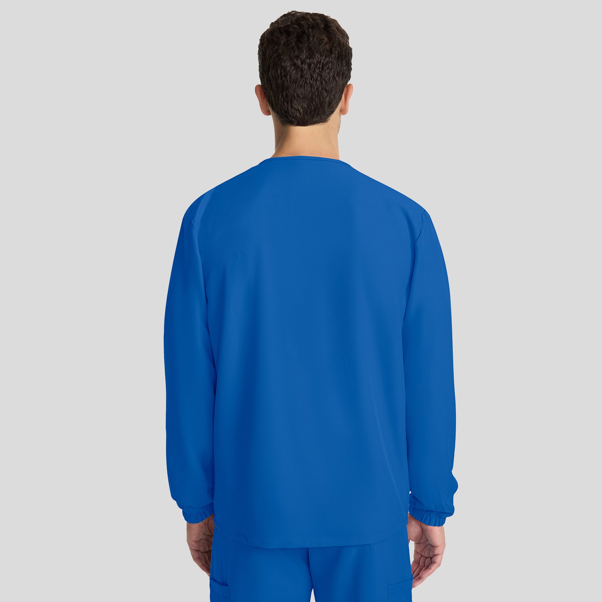 Unisex Snap-Front Crew Neck Scrub Jacket | Royal