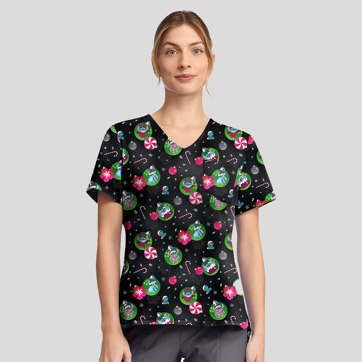 Print Scrub Top | Baubles and Bulbs