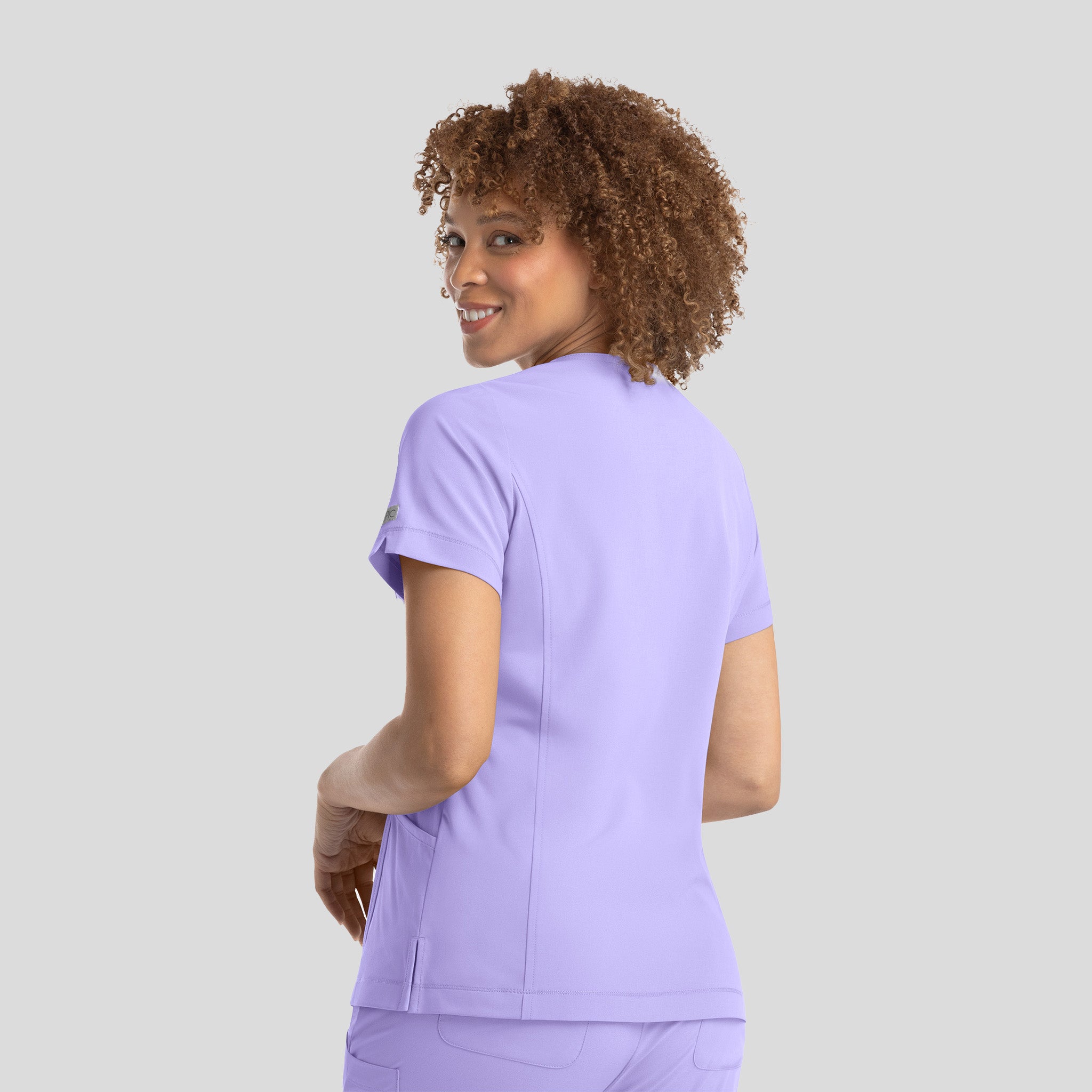 Notched Crew Neck Top | Lilac