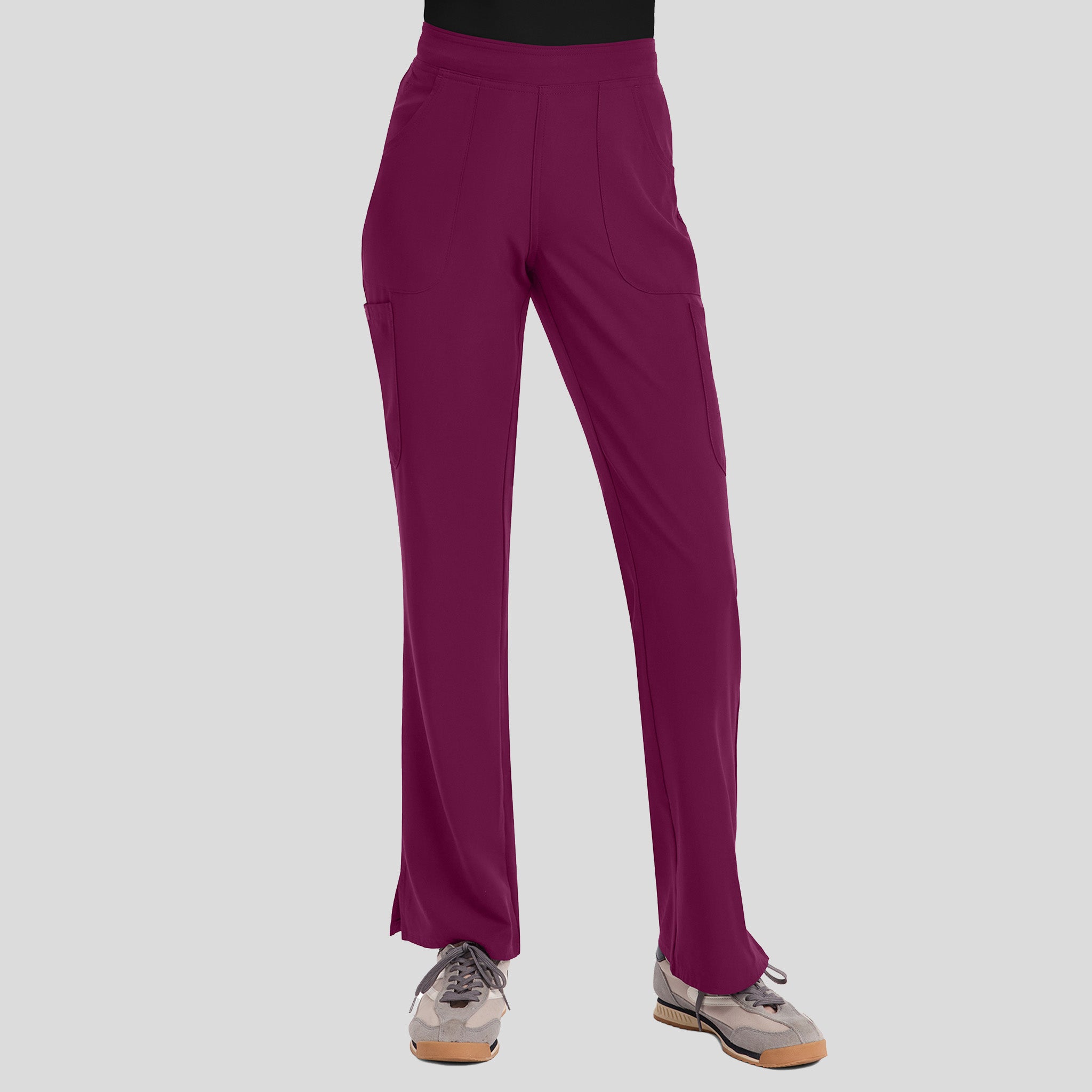Mid Rise Flare Leg Scrub Pant | Wine