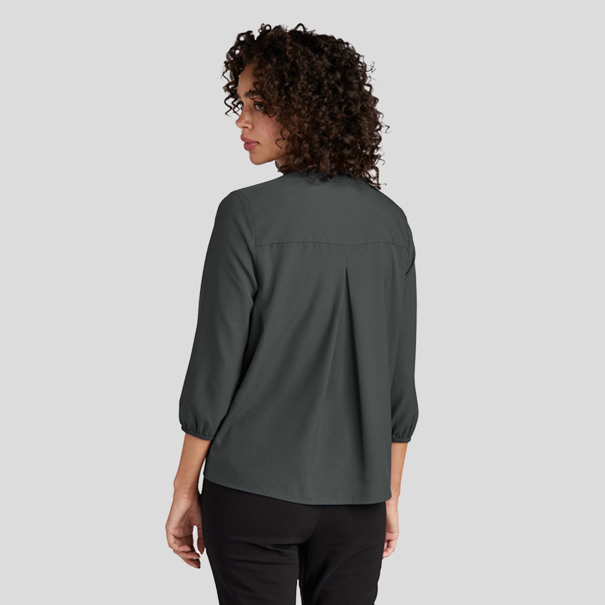 Women's Stretch Crepe 3/4-Sleeve Blouse | Anchor Grey