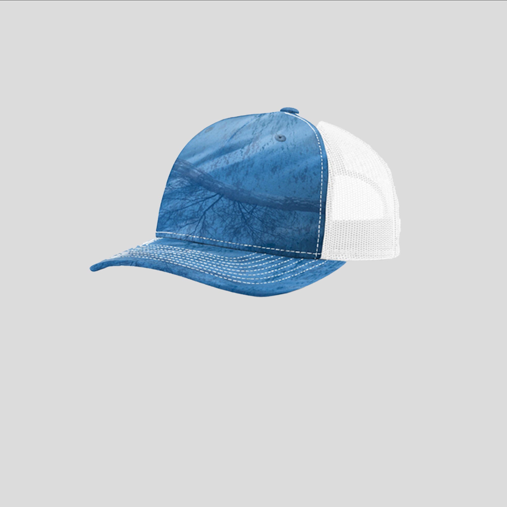 Printed Five-Panel Trucker Hat | Realtree Fishing Light Blue/White