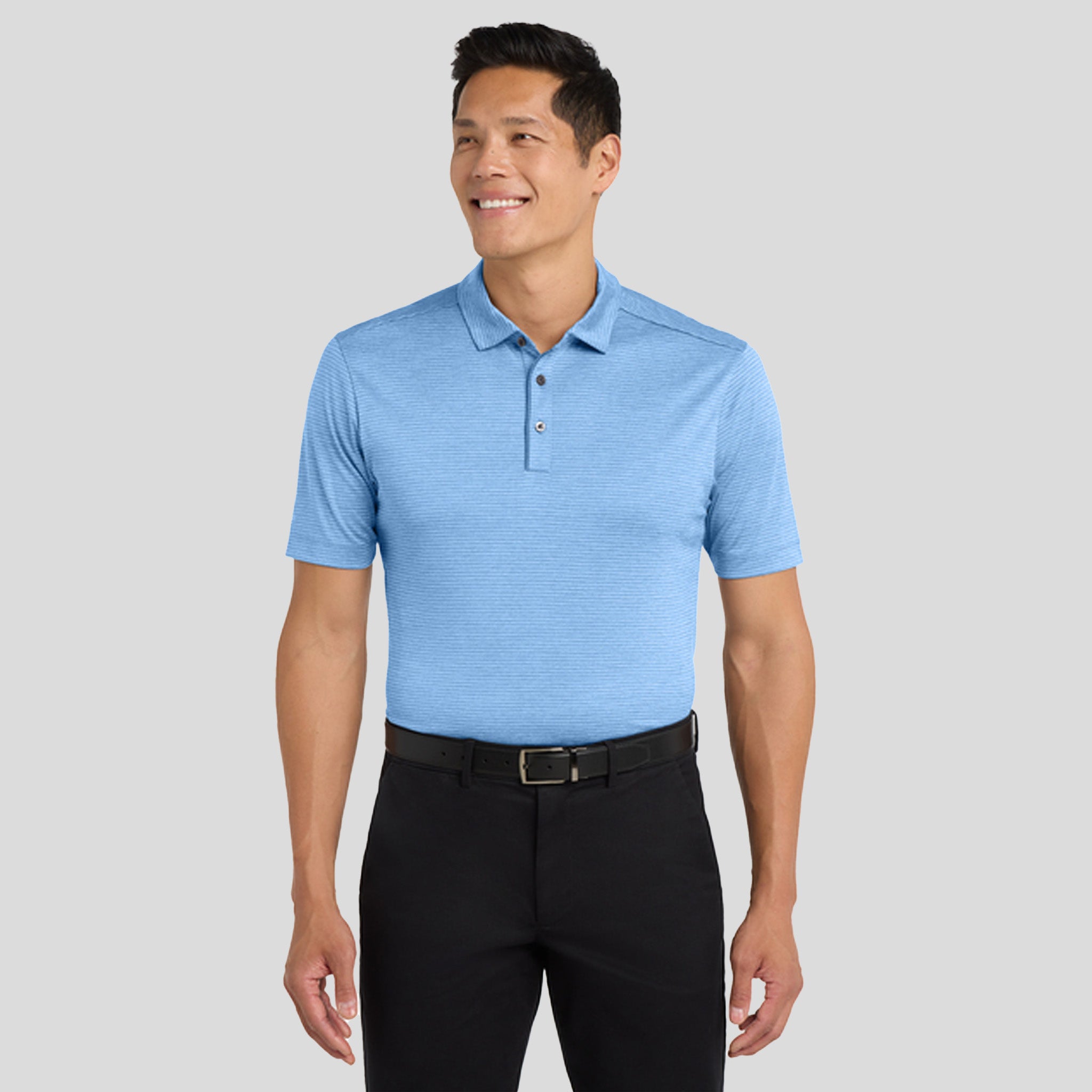 Shadow Stripe Polo | Carolina Blue