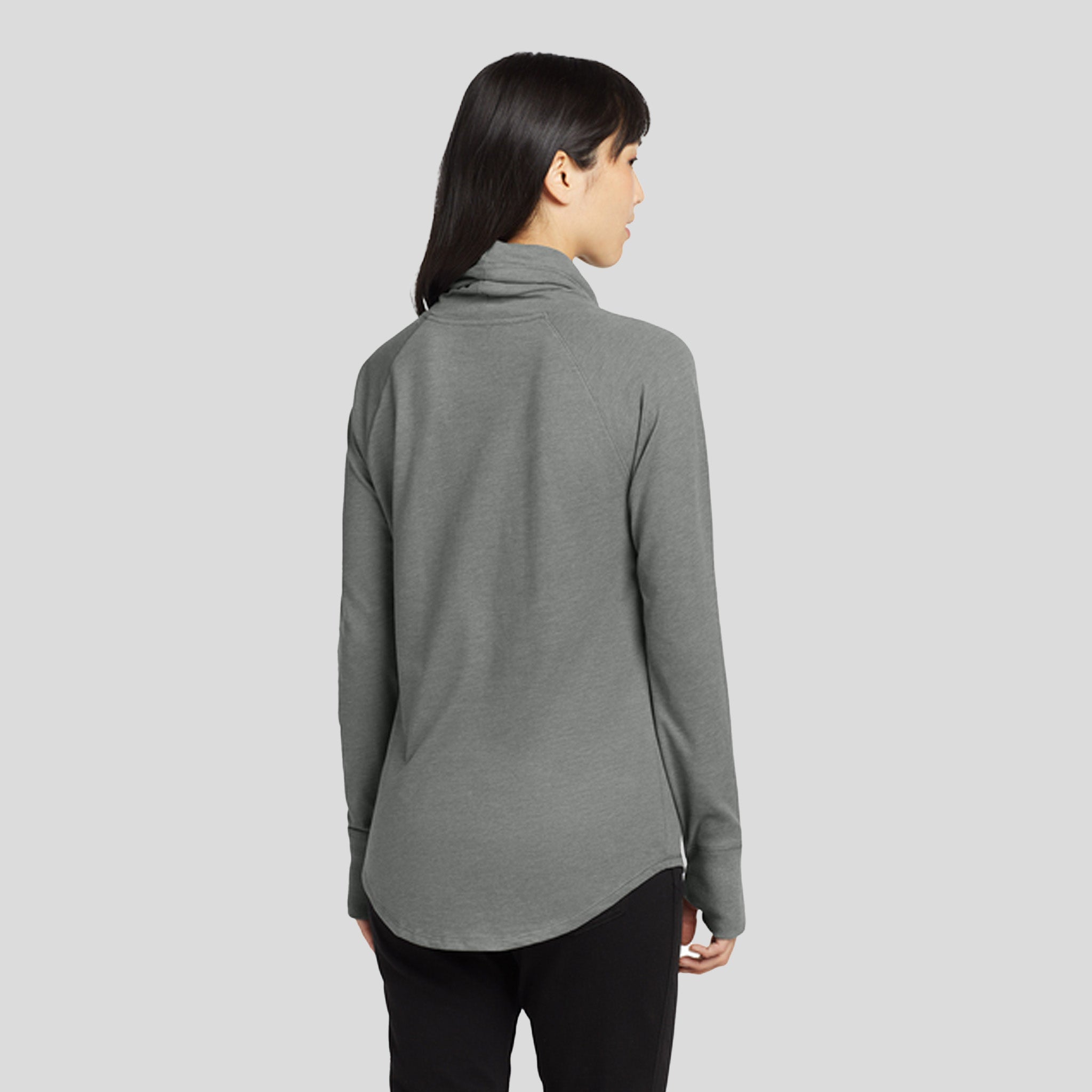 Women's Sueded Cotton Blend Cowl Tee | Shadow Grey Heather