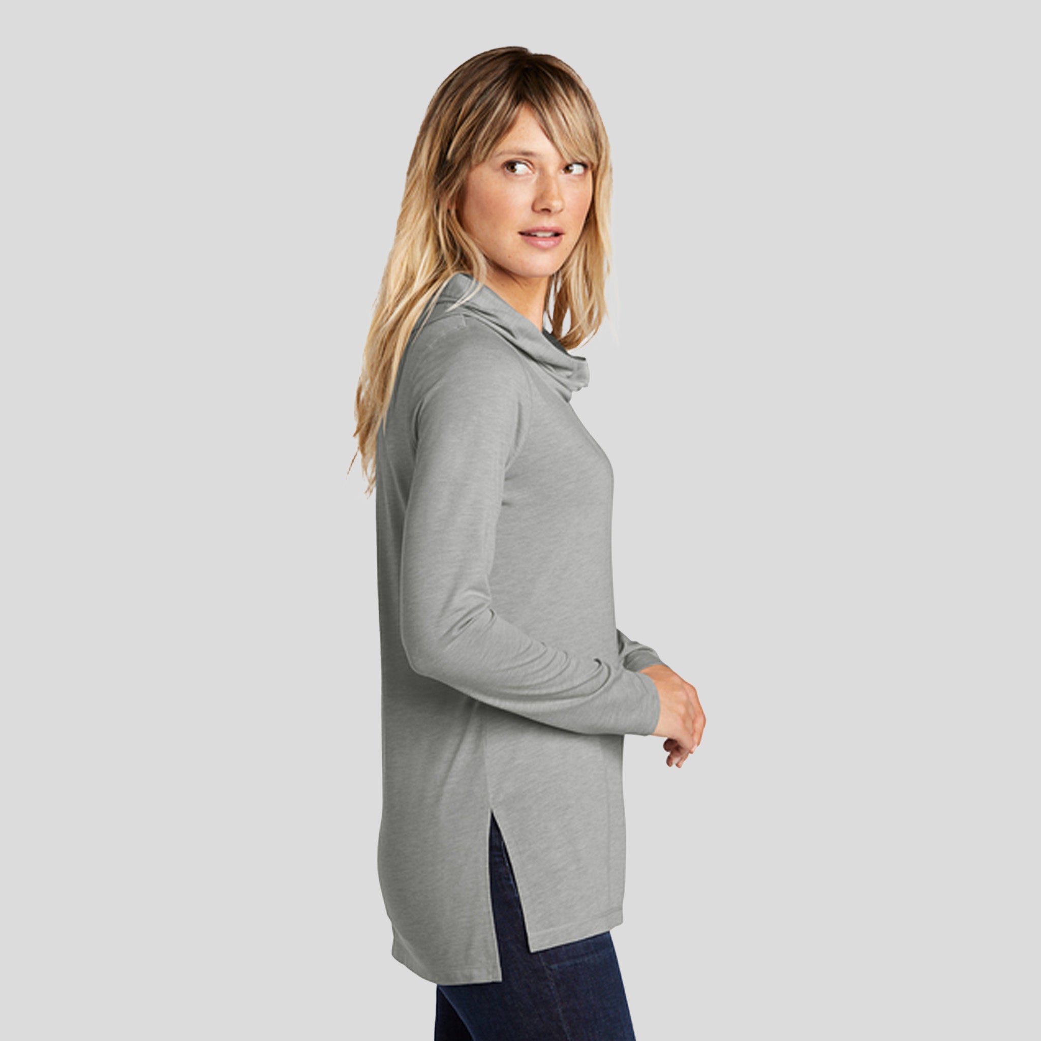 Women's PosiChargeยฎ Tri-Blend Wicking Long Sleeve Hoodie | Light Grey Heather