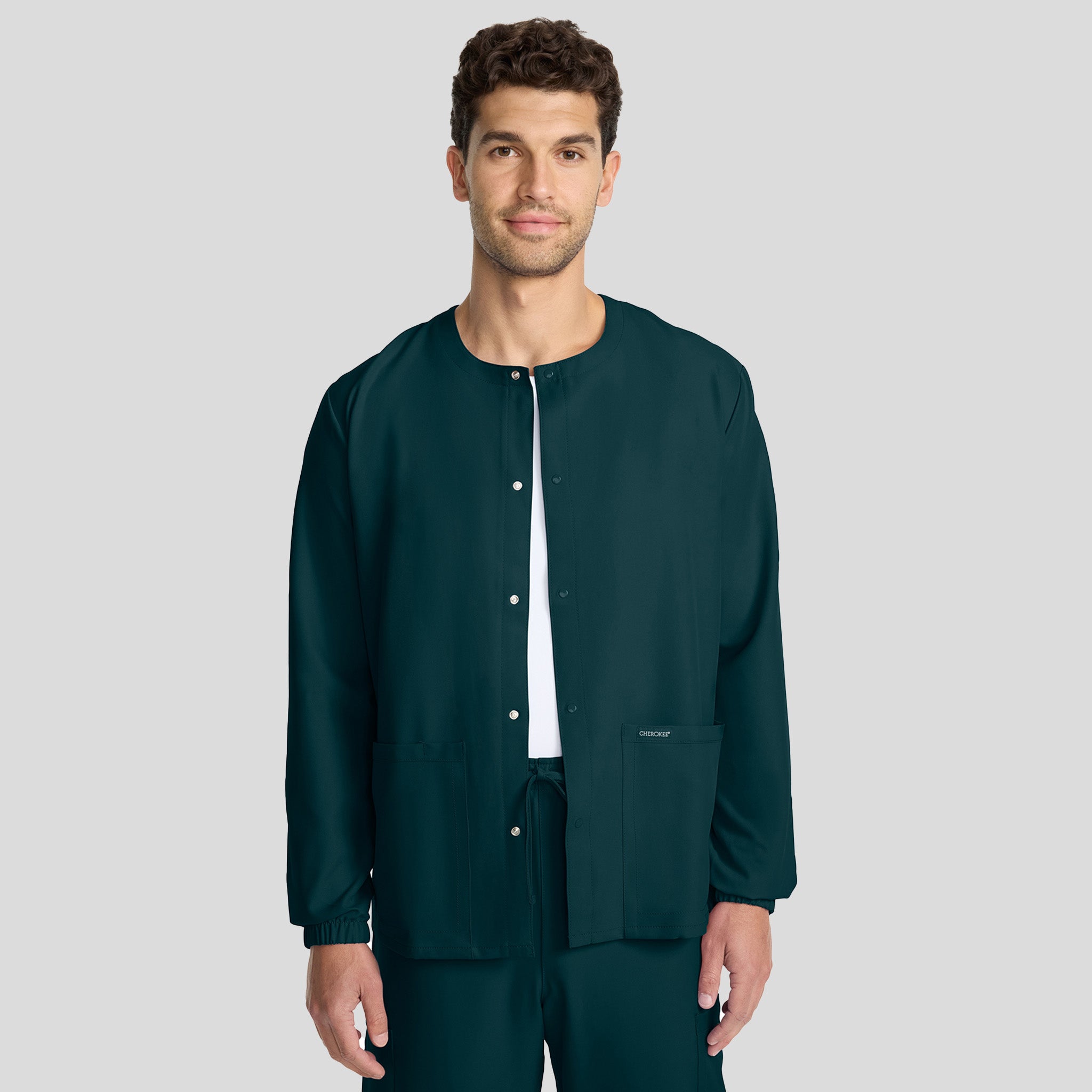 Unisex Snap-Front Crew Neck Scrub Jacket | Caribbean