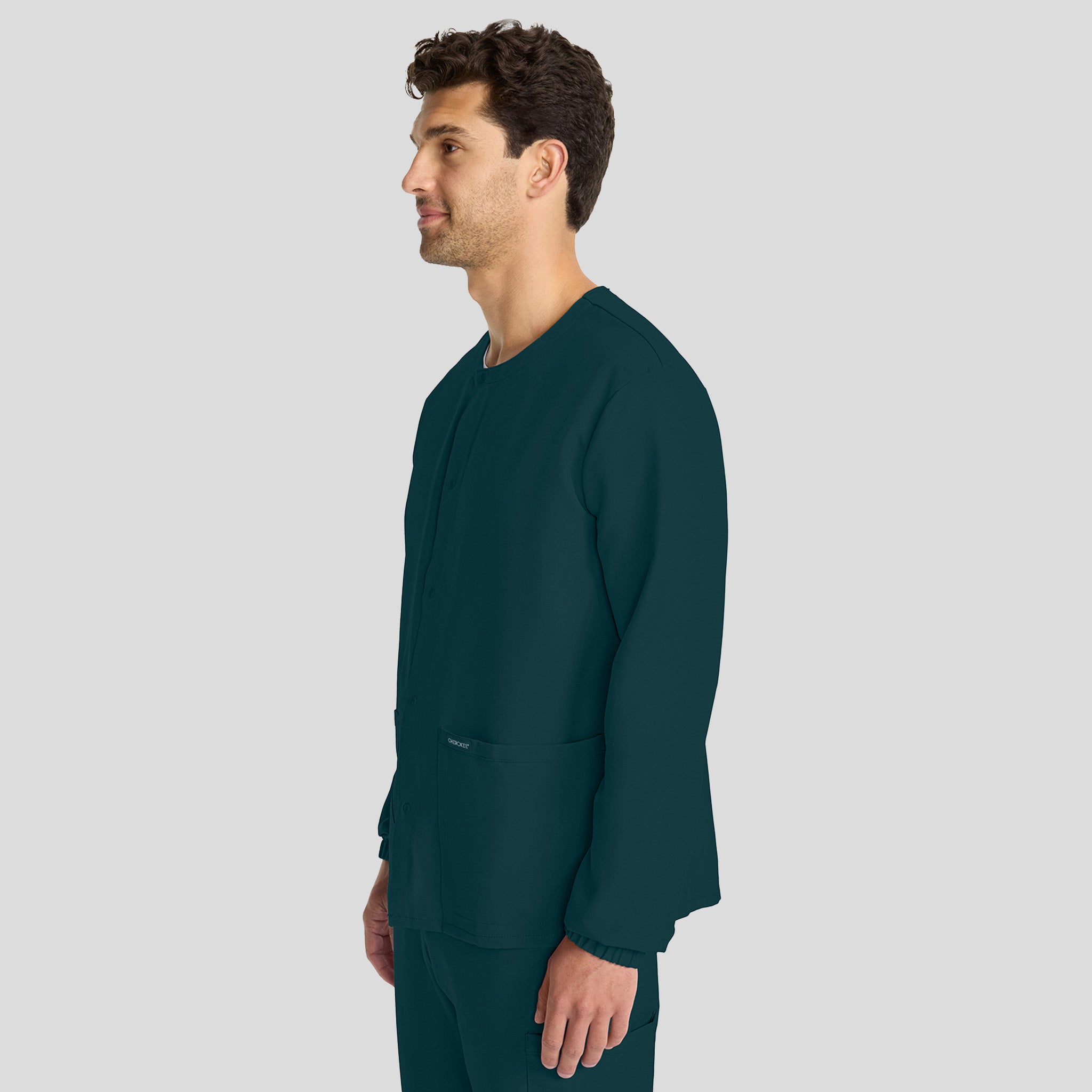 Unisex Snap-Front Crew Neck Scrub Jacket | Caribbean