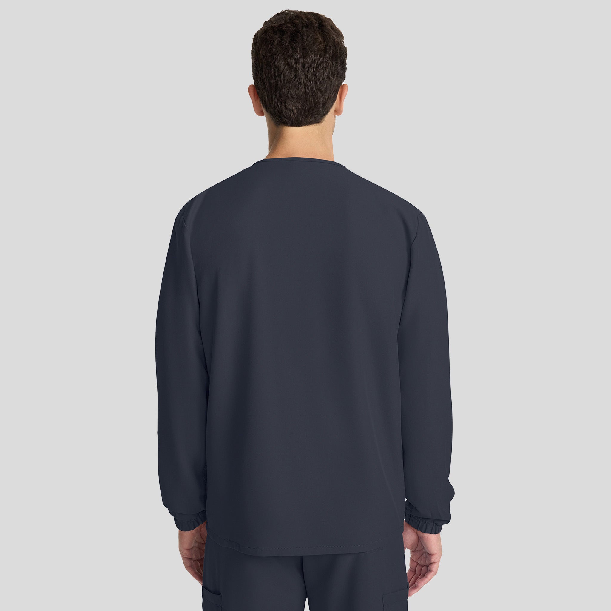 Unisex Snap-Front Crew Neck Scrub Jacket | Pewter