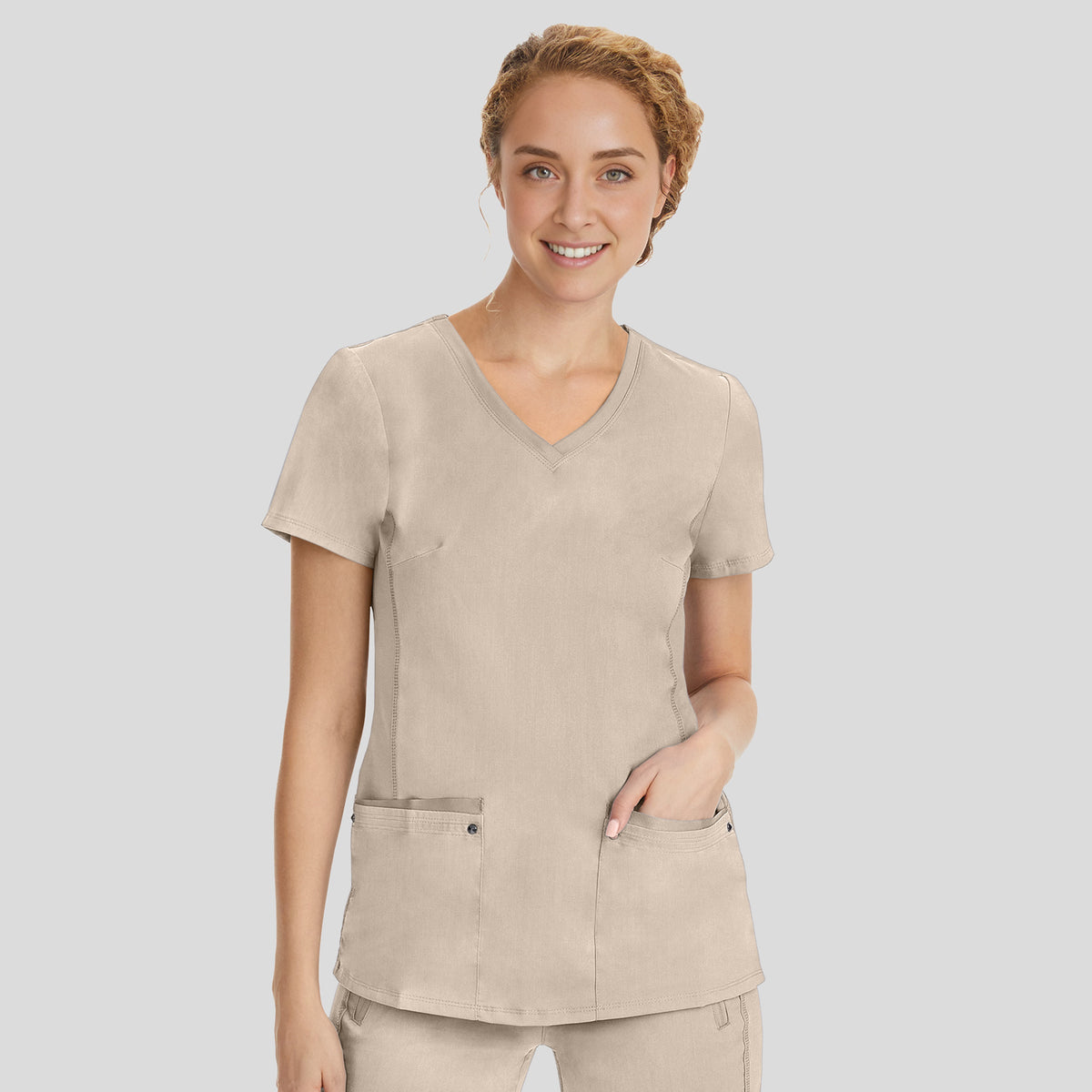 Juliet V-Neck Yoga Scrub Top | Khaki