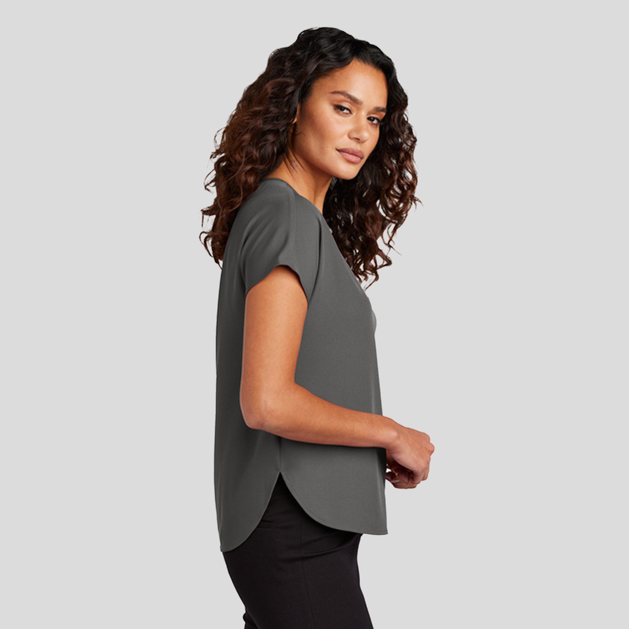 Women's Stretch Crepe Crew | Anchor Grey