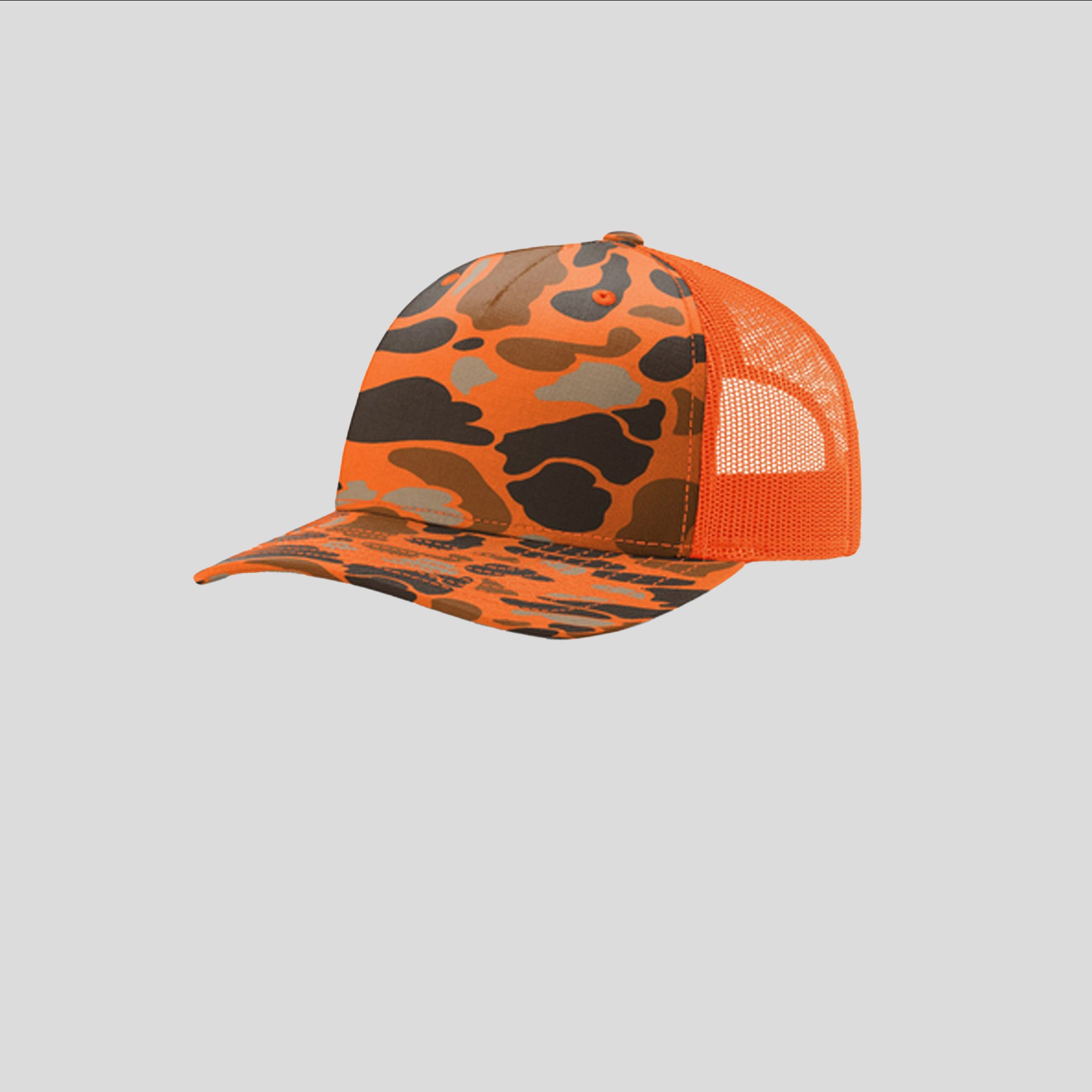 Printed Five-Panel Trucker Hat | Blaze Duck Camo/Blaze