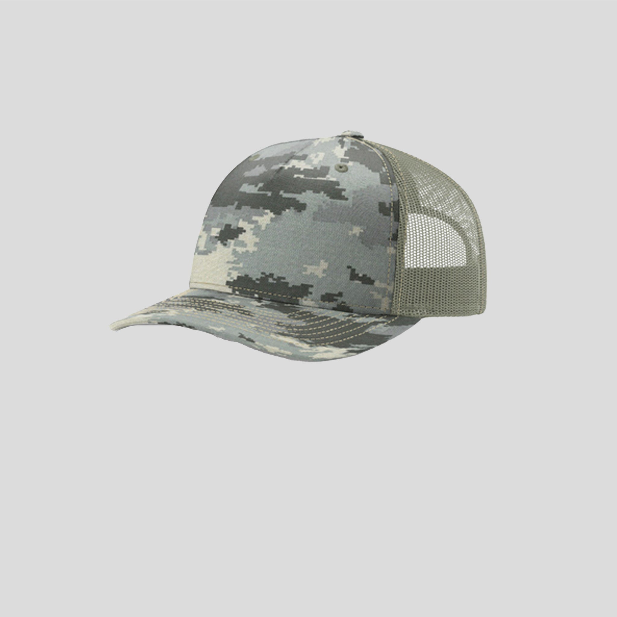 Printed Five-Panel Trucker Hat | Digital Camo/Light Green