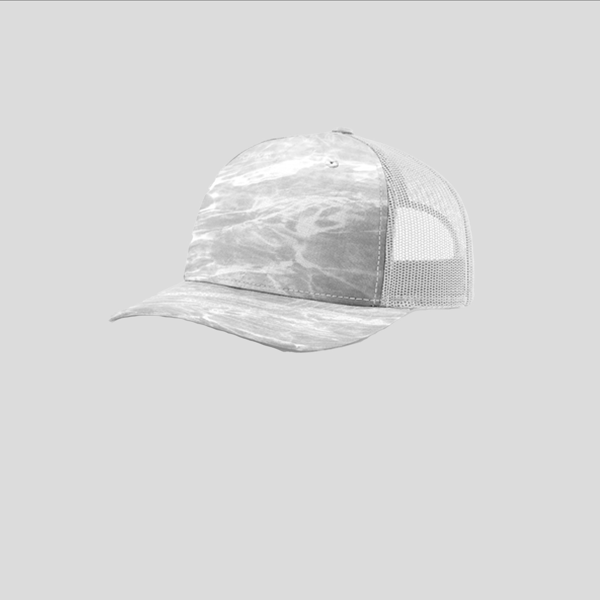 Printed Five-Panel Trucker Hat | Mossy Oak Elements Bonefish/Light Grey