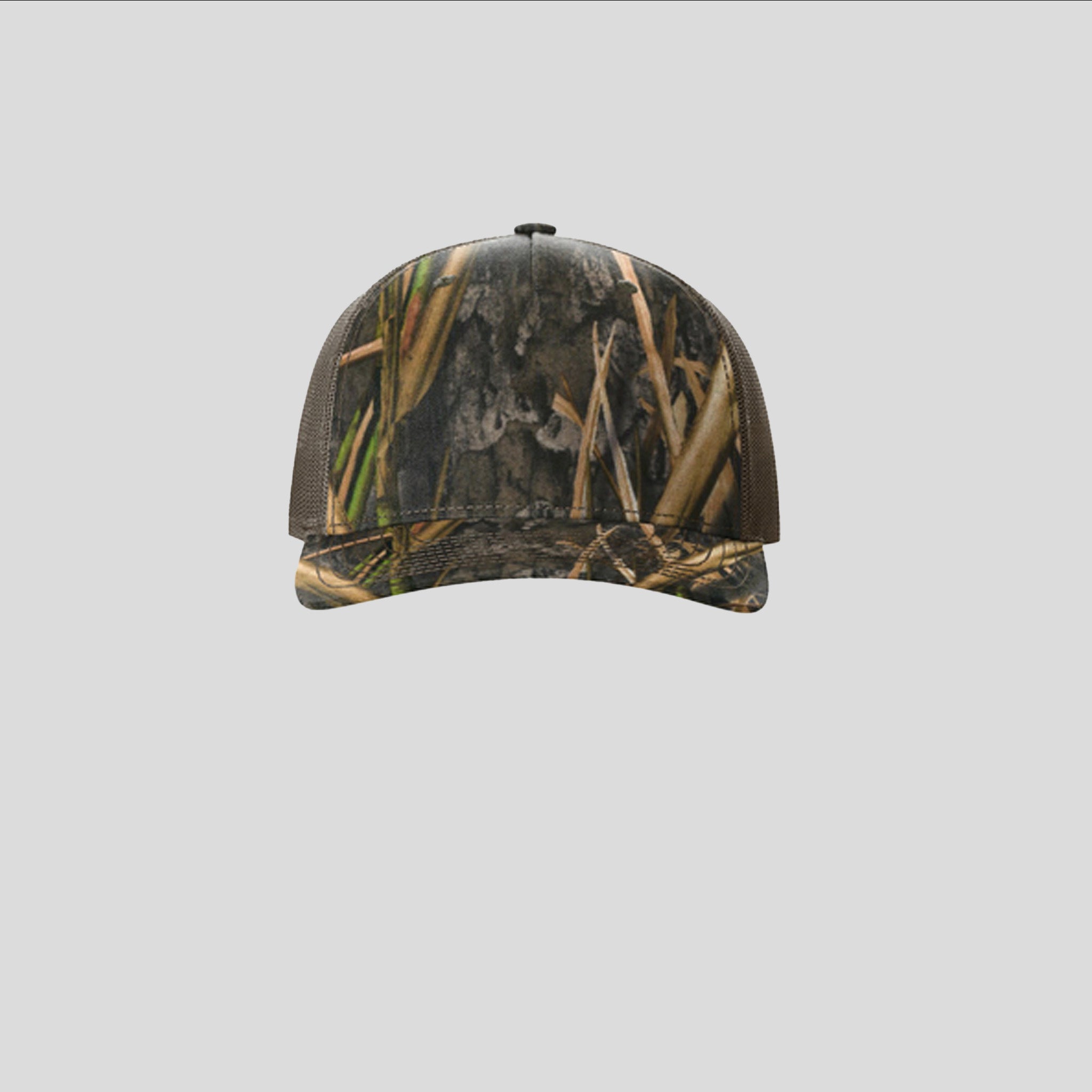 Printed Five-Panel Trucker Hat | Mossy Oak Habitat/Brown