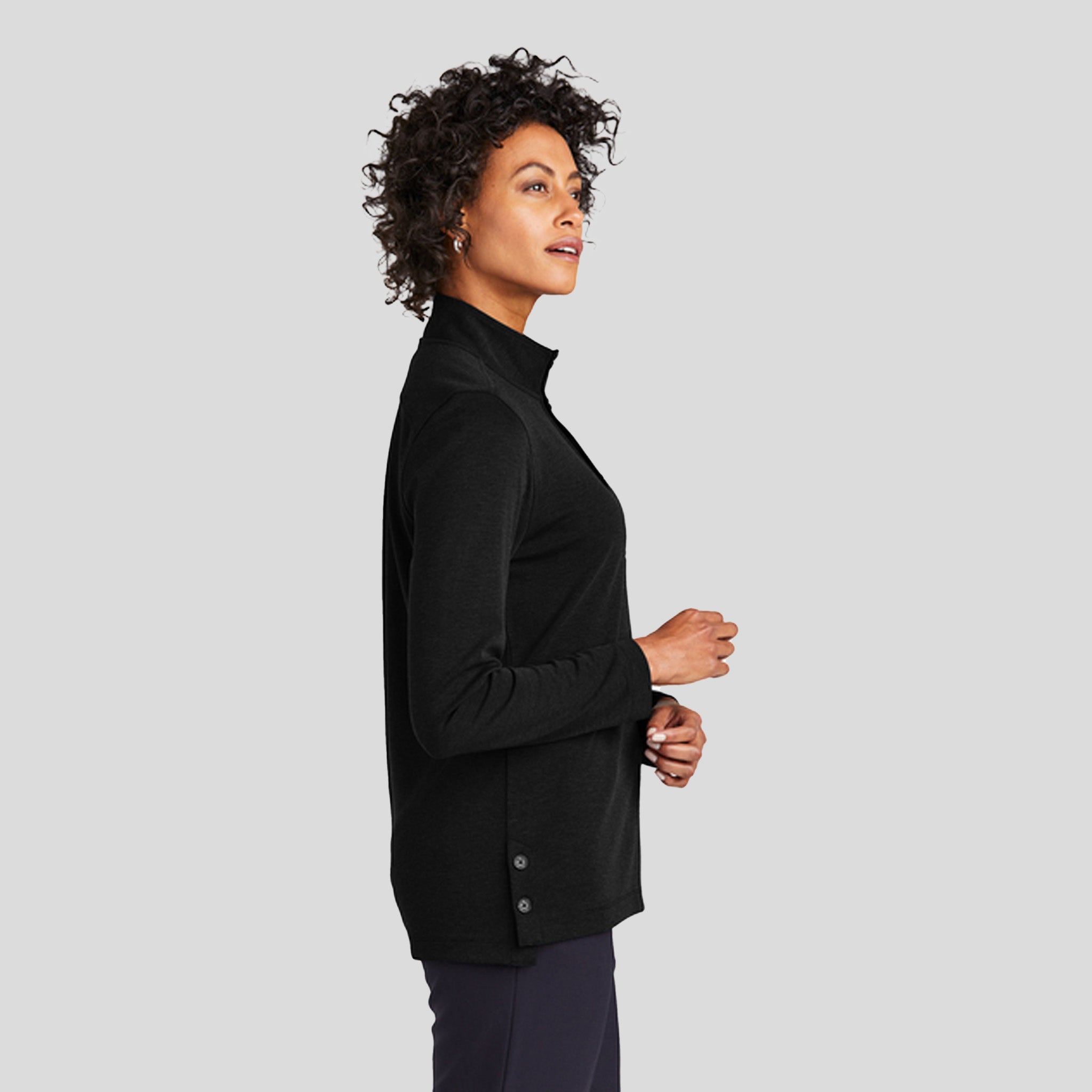 Women’s Mid-Layer Stretch 1/2-Button | Black Heather