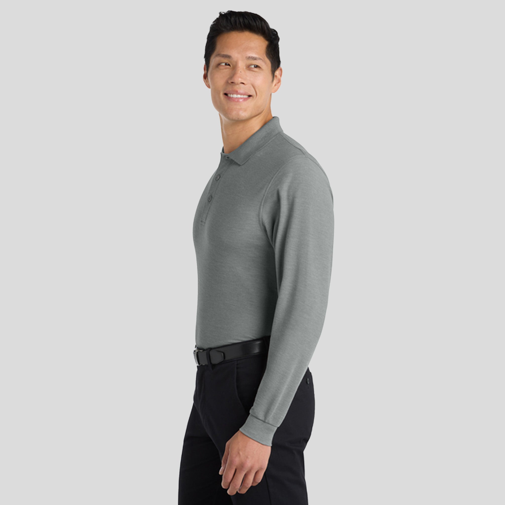 Silk Touch™ Long Sleeve Polo | Cool Grey