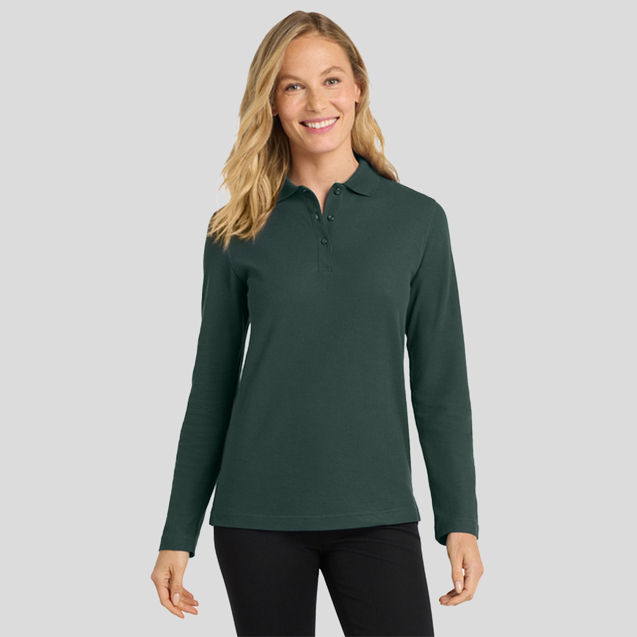 Women's Silk Touch™ Long Sleeve Polo | Dark Green