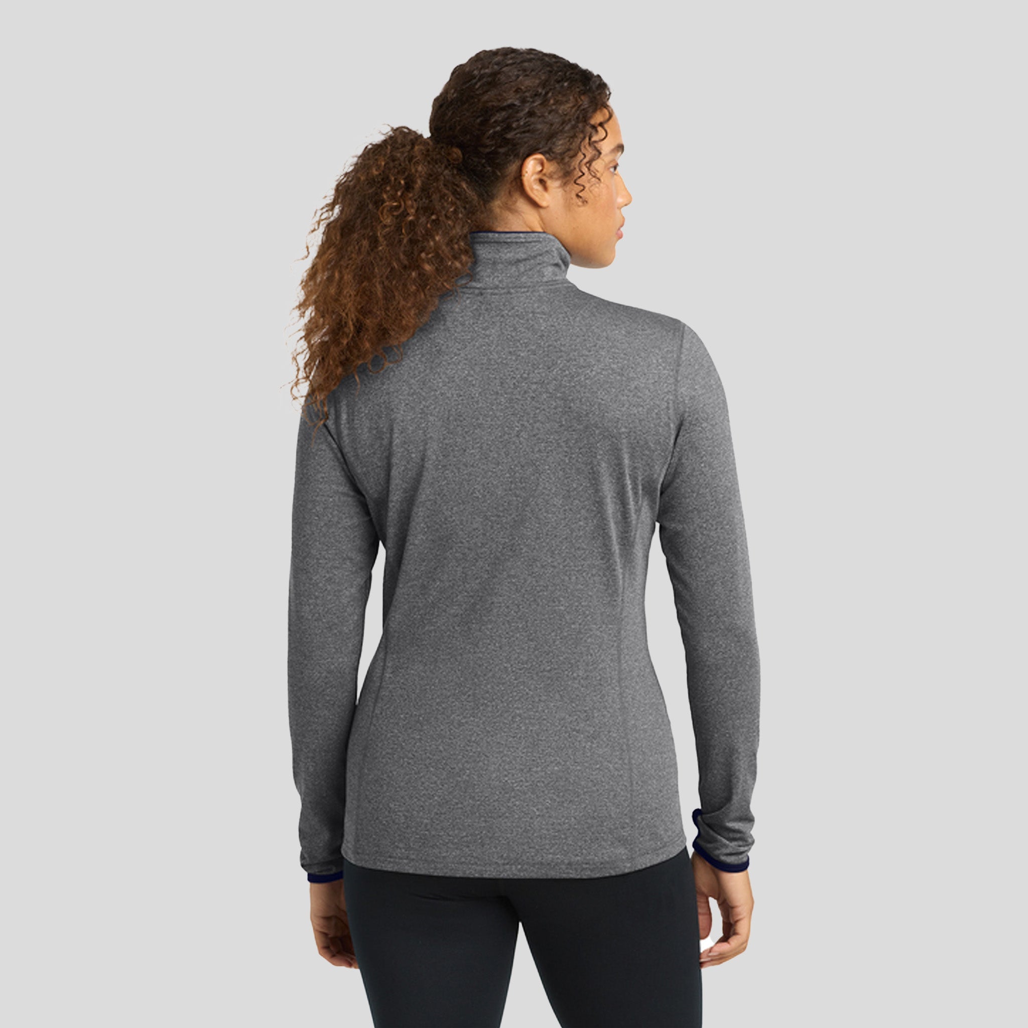 Women's Sport-Wick® Stretch Contrast Full-Zip Jacket | Charcoal Grey Heather/True Navy