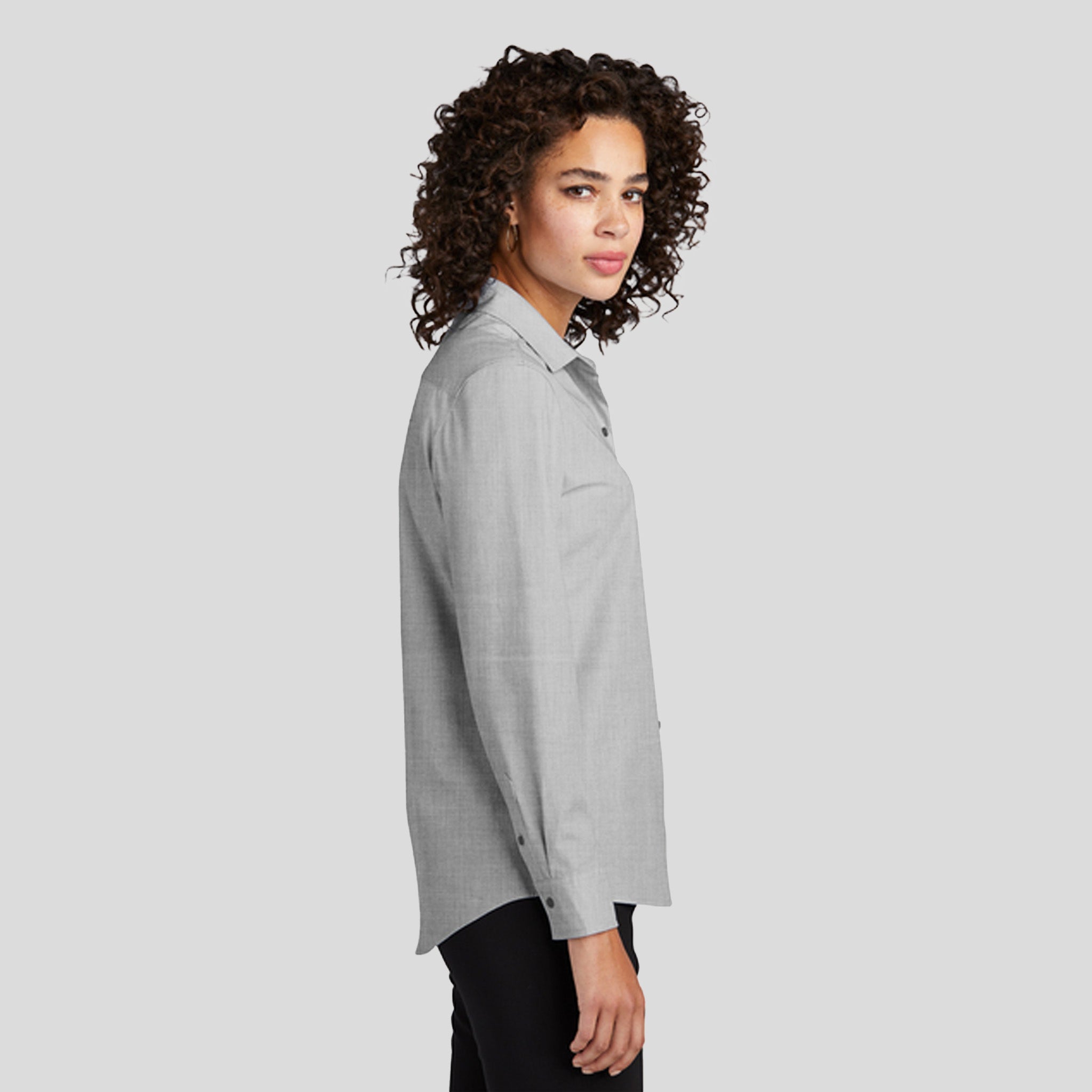 Women’s Long Sleeve Stretch Woven Shirt | Gusty Grey End On End
