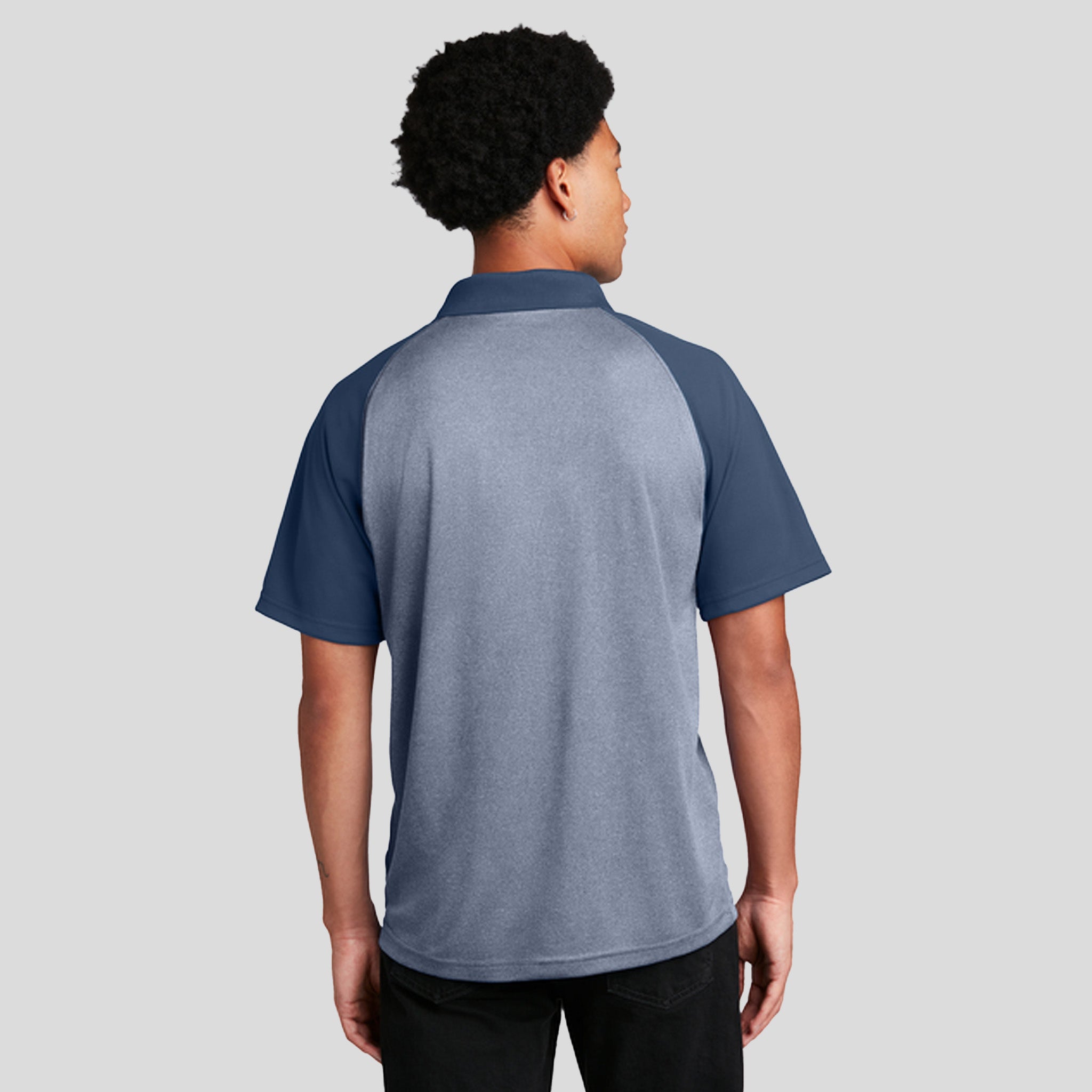 PosiCharge® RacerMesh® Raglan Heather Block Polo | True Navy Heather/True Navy (90 Days)
